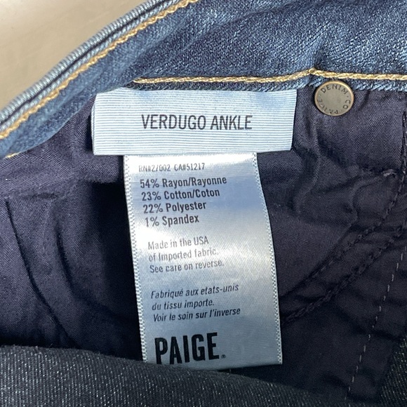 Paige Denim Verdugo Ankle Skinny Blue Jeans women’s size 30 - Picture 7 of 7